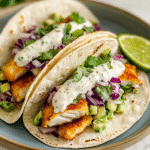 Fish Tacos with Lime Crema