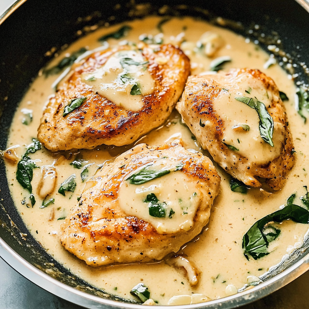 Recipe preparation for Creamy Garlic Chicken