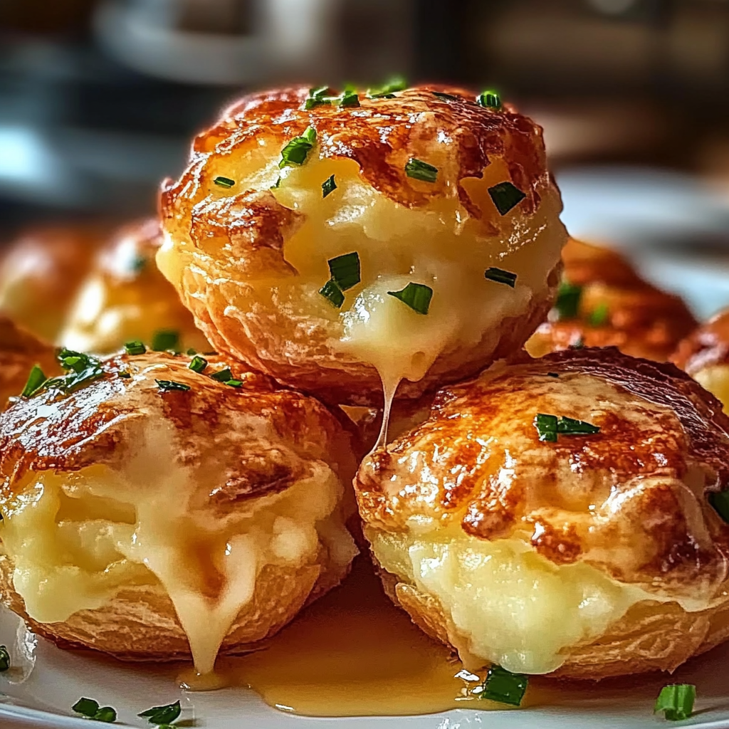 Recipe preparation for Cheesy Mashed Potato Puff Bites 