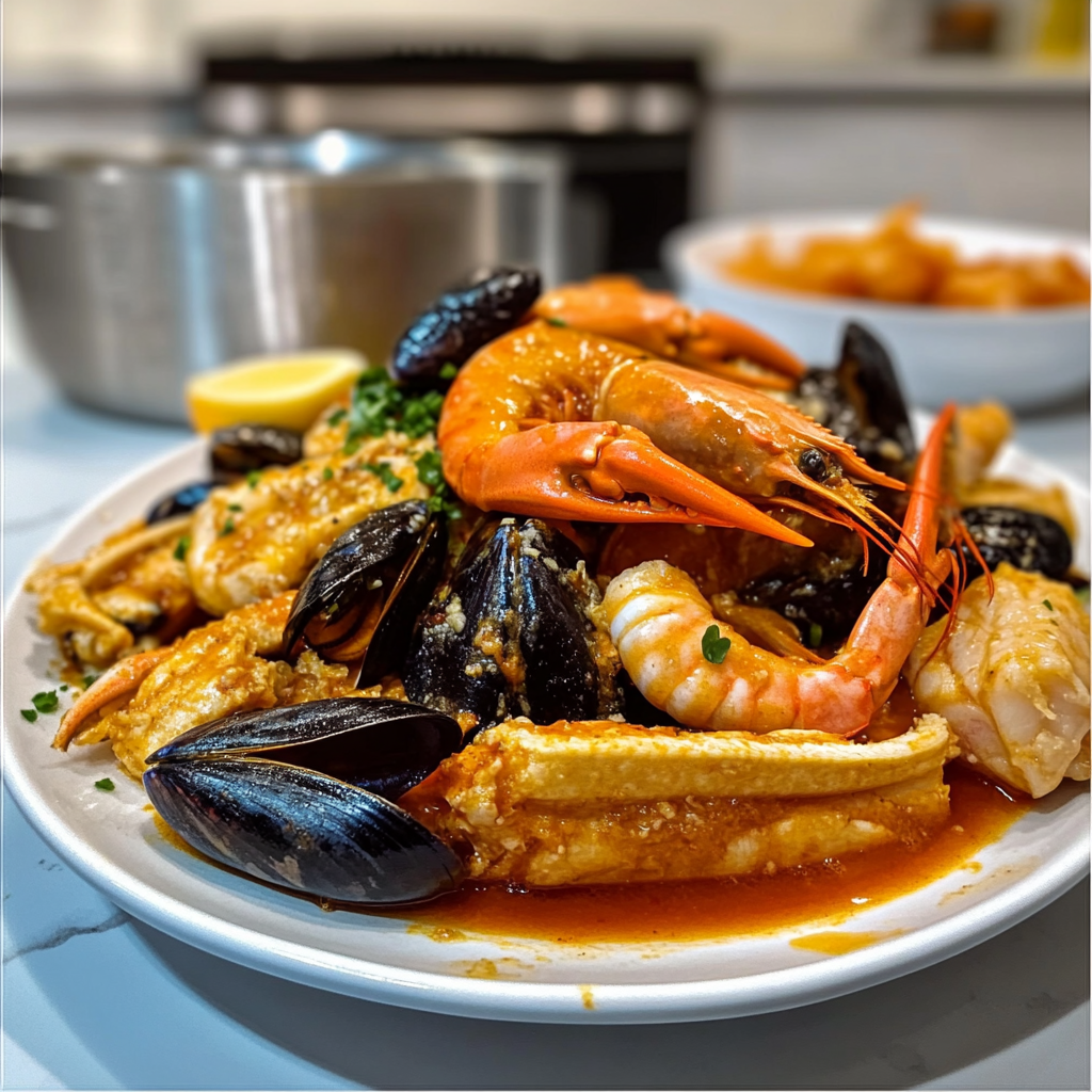 Recipe preparation for Seafood Boil (Shrimp + Crab + Mussels)