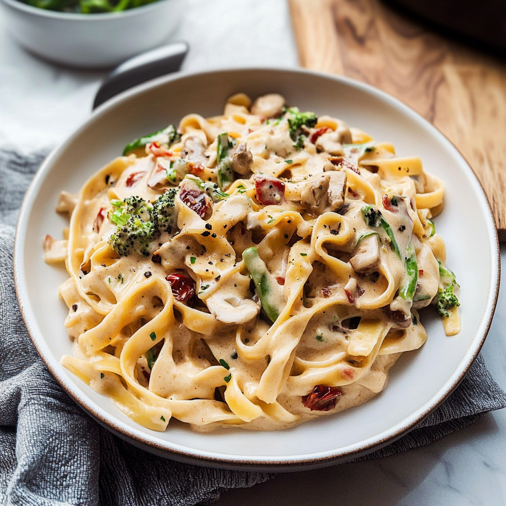 Recipe preparation for Creamy Vegan Pasta