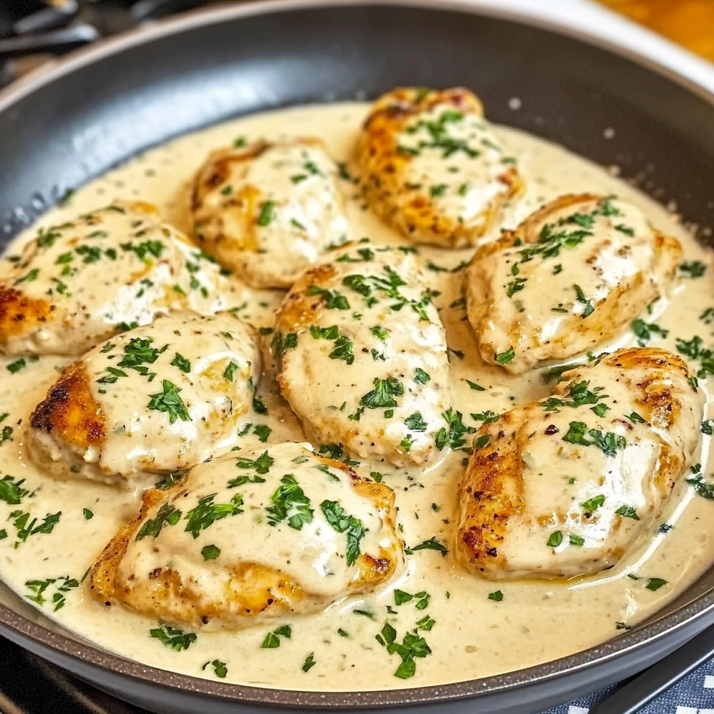 Recipe preparation for This Creamy Garlic Chicken recipe 