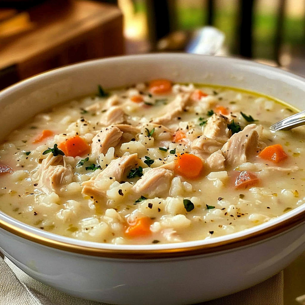 Recipe preparation for Creamy Chicken & Rice Soup