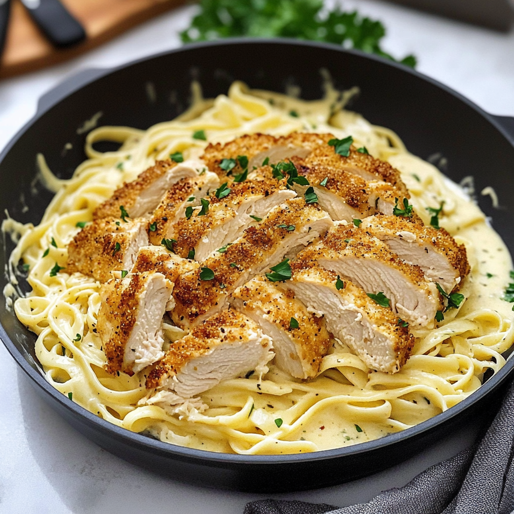 Recipe preparation for Chicken Alfredo