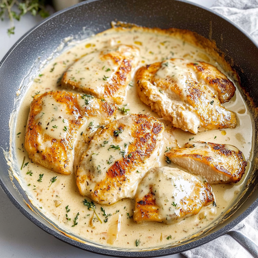 Recipe preparation for Creamy Garlic Chicken