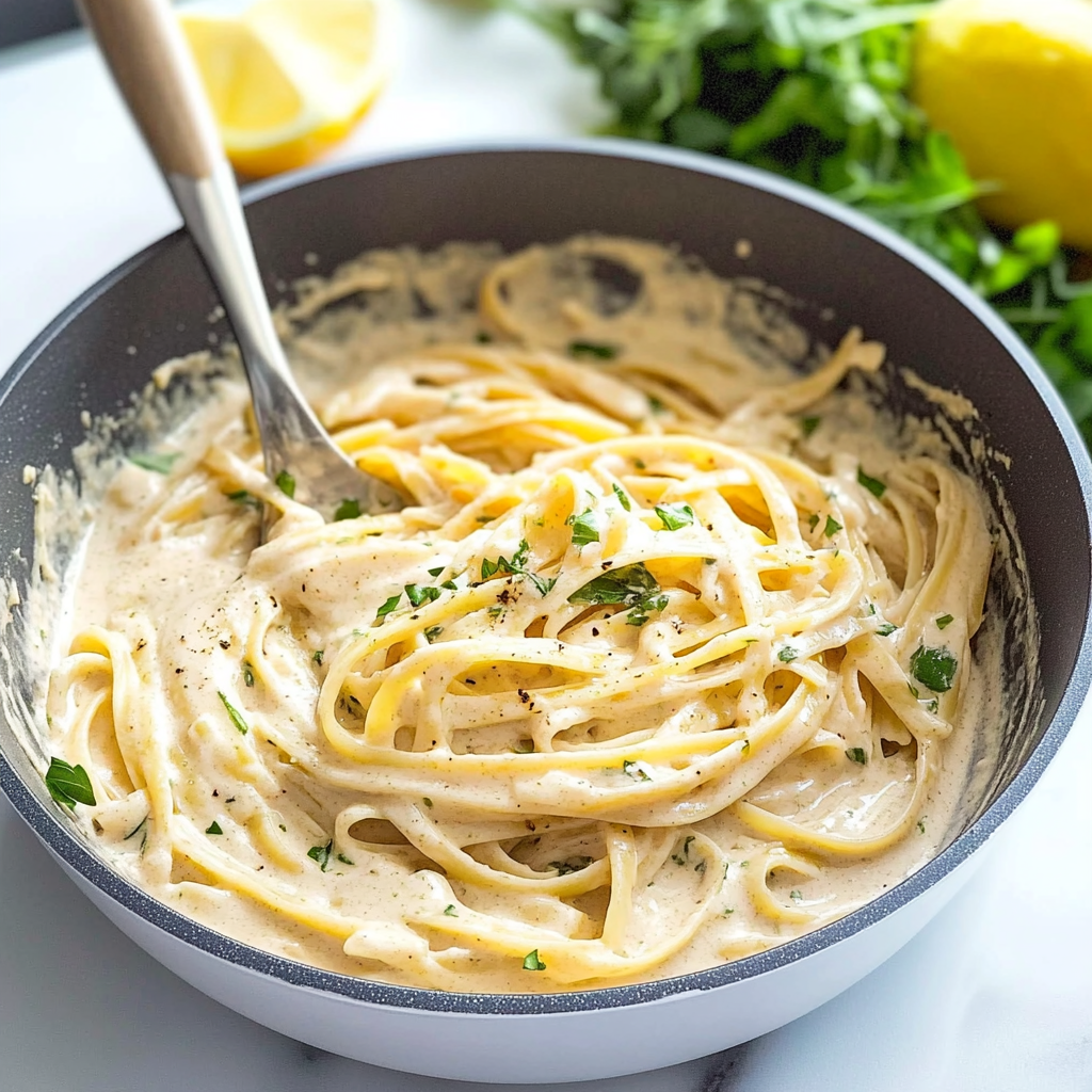 Recipe preparation for Creamy Herb Pasta
