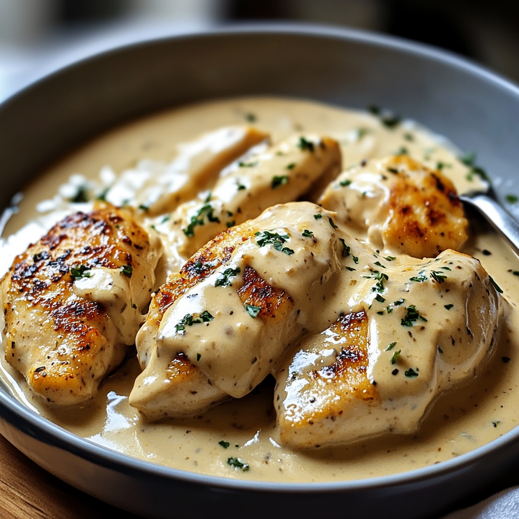 Recipe preparation for Creamy Garlic Chicken