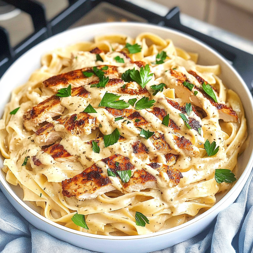 Recipe preparation for Chicken Alfredo Pasta