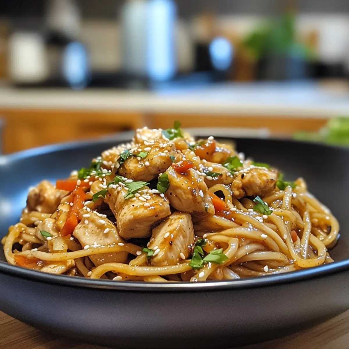 Sticky Garlic Chicken Noodles